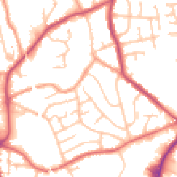 Daytime road noise heatmap for WV14 8JT