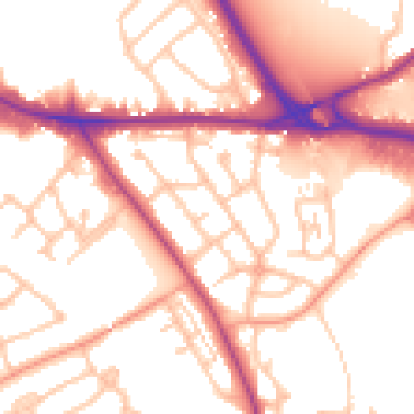 Daytime road noise heatmap for WV14 8LL