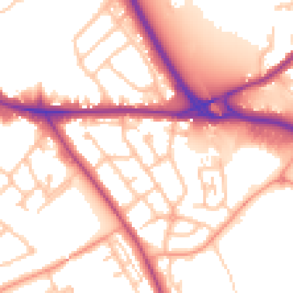 Daytime road noise heatmap for WV14 8LS