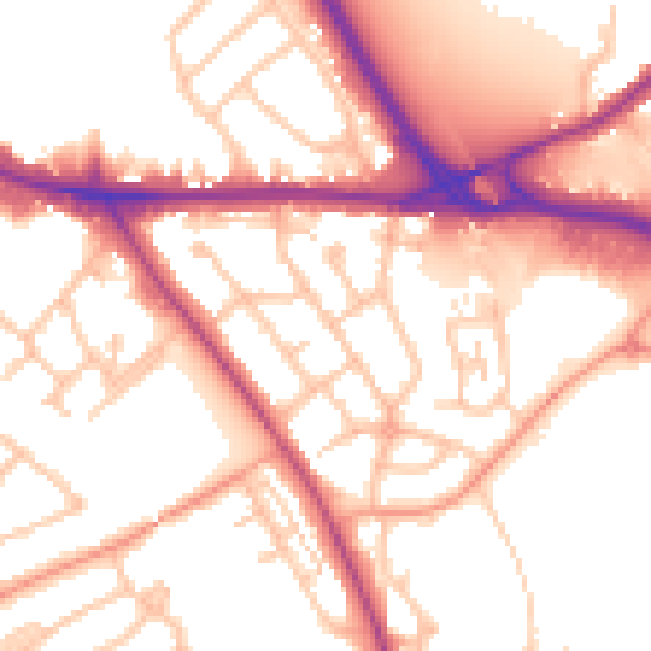 Daytime road noise heatmap for WV14 8LW