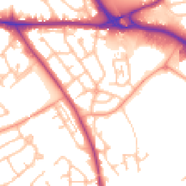 Daytime road noise heatmap for WV14 8LY