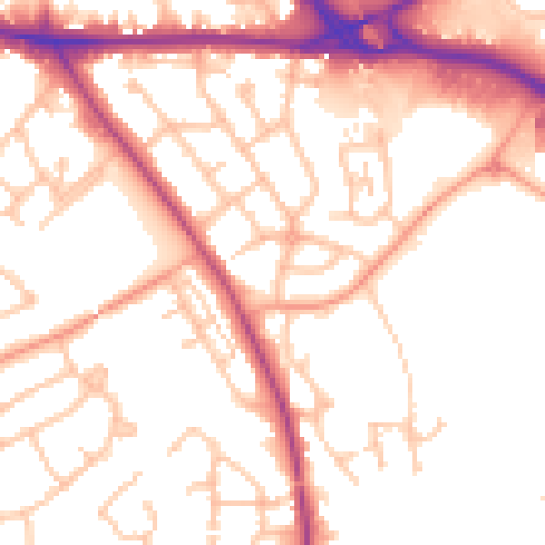 Daytime road noise heatmap for WV14 8NB