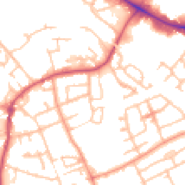 Daytime road noise heatmap for WV14 8NY