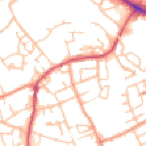 Daytime road noise heatmap for WV14 8PA