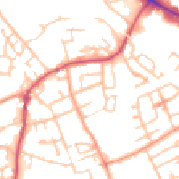 Daytime road noise heatmap for WV14 8PQ