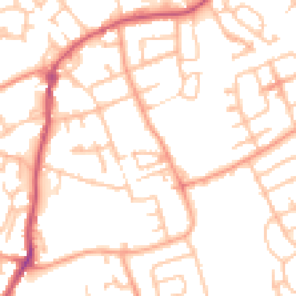 Daytime road noise heatmap for WV14 8PT