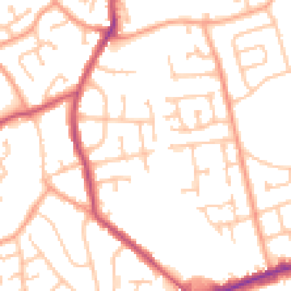 Daytime road noise heatmap for WV14 8RA