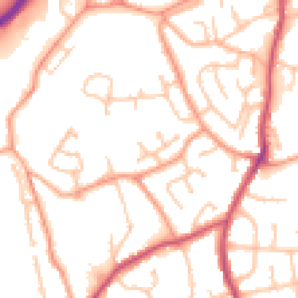 Daytime road noise heatmap for WV14 8SF