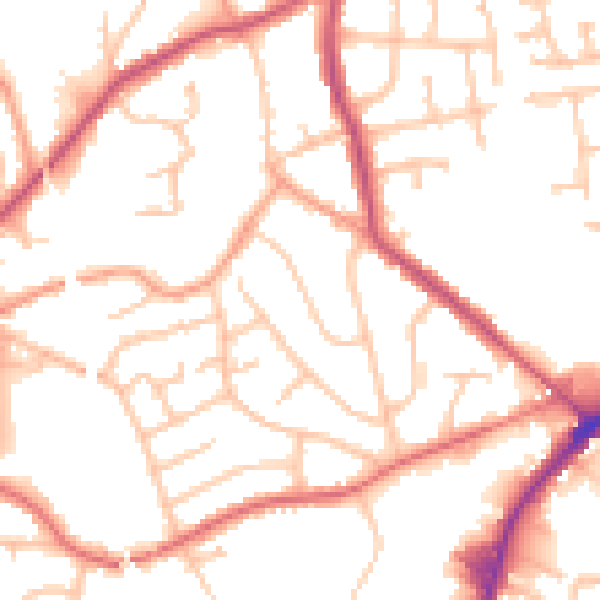 Daytime road noise heatmap for WV14 8YH