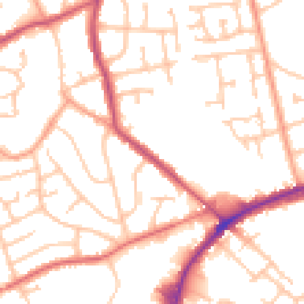 Daytime road noise heatmap for WV14 8YW