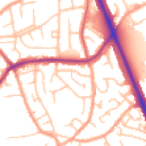 Daytime road noise heatmap for WV14 9AD