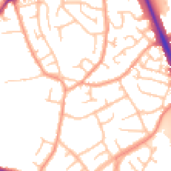 Daytime road noise heatmap for WV14 9AW