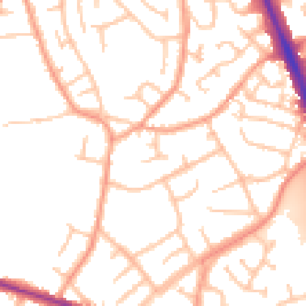 Daytime road noise heatmap for WV14 9AY