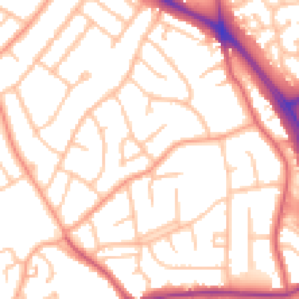 Daytime road noise heatmap for WV14 9BN