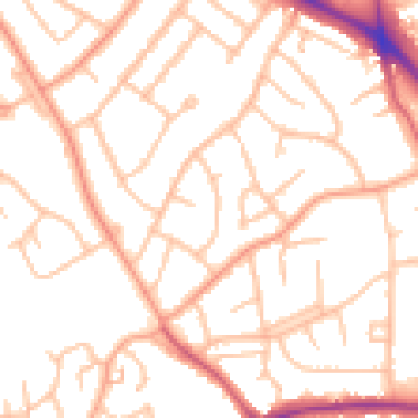Daytime road noise heatmap for WV14 9BQ