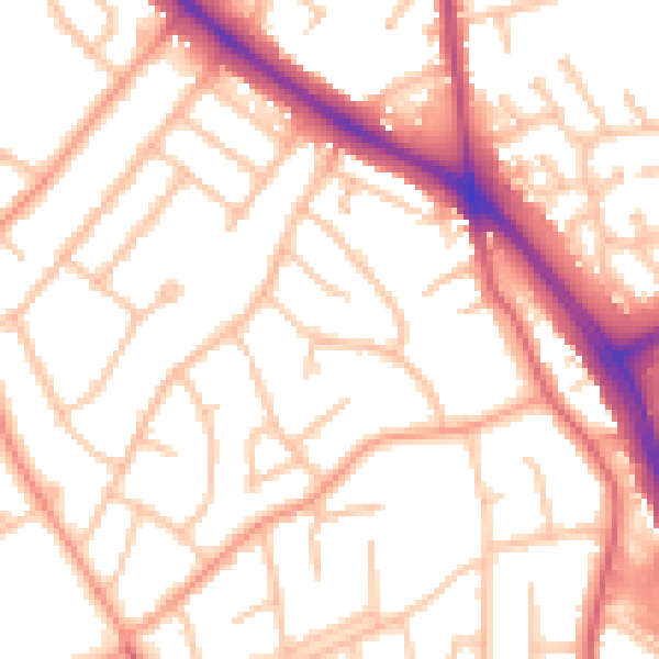 Daytime road noise heatmap for WV14 9BS