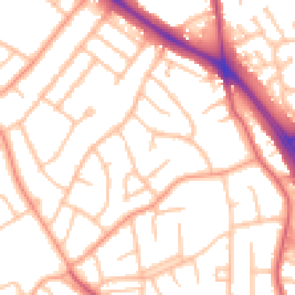 Daytime road noise heatmap for WV14 9BT