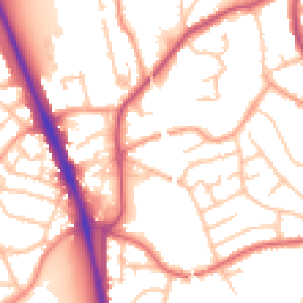 Daytime road noise heatmap for WV14 9DH