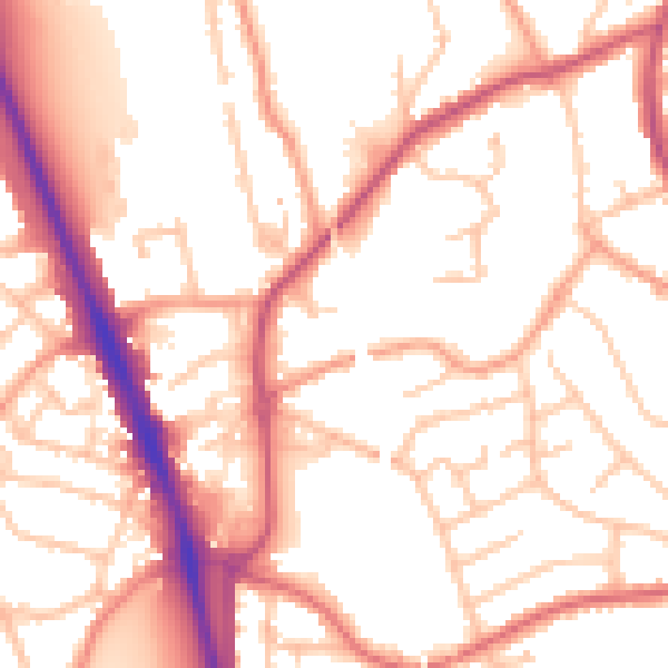 Daytime road noise heatmap for WV14 9DN