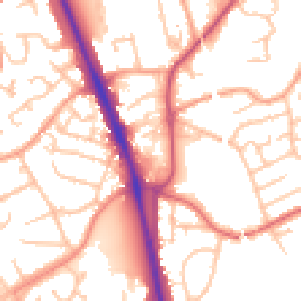 Daytime road noise heatmap for WV14 9DP