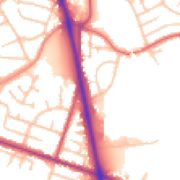 Daytime road noise heatmap for WV14 9ED