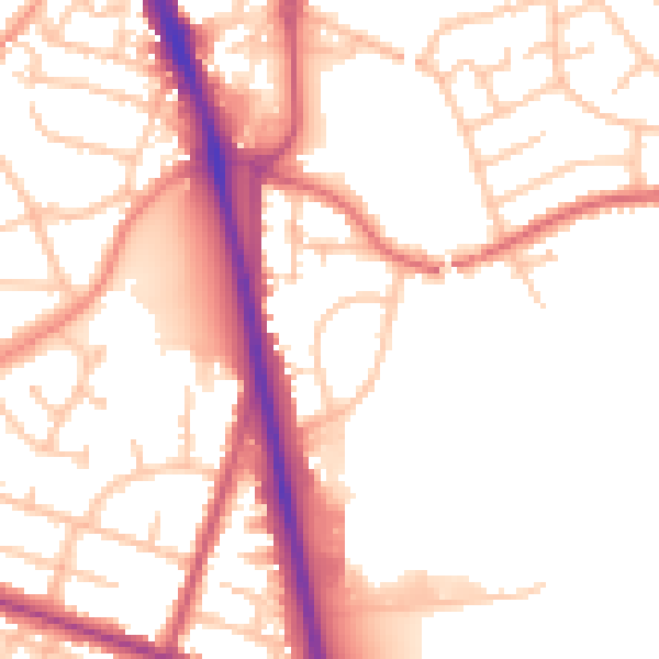 Daytime road noise heatmap for WV14 9EG