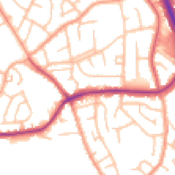 Daytime road noise heatmap for WV14 9EU