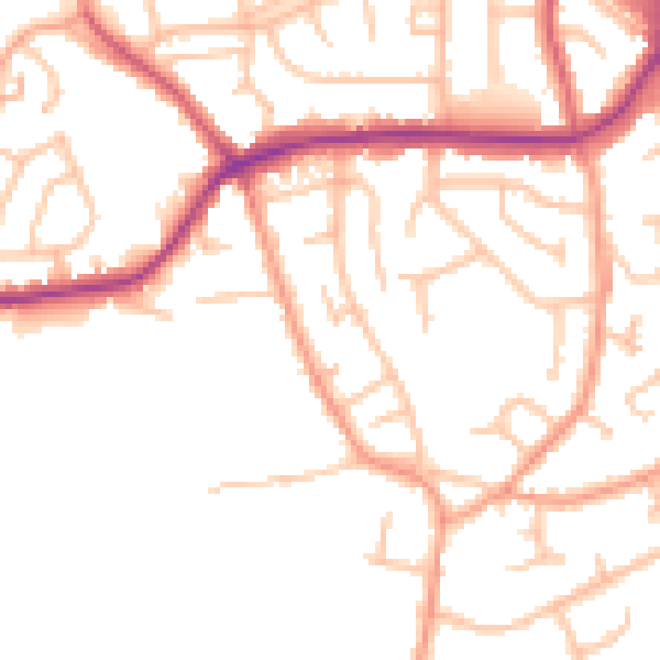 Daytime road noise heatmap for WV14 9JE