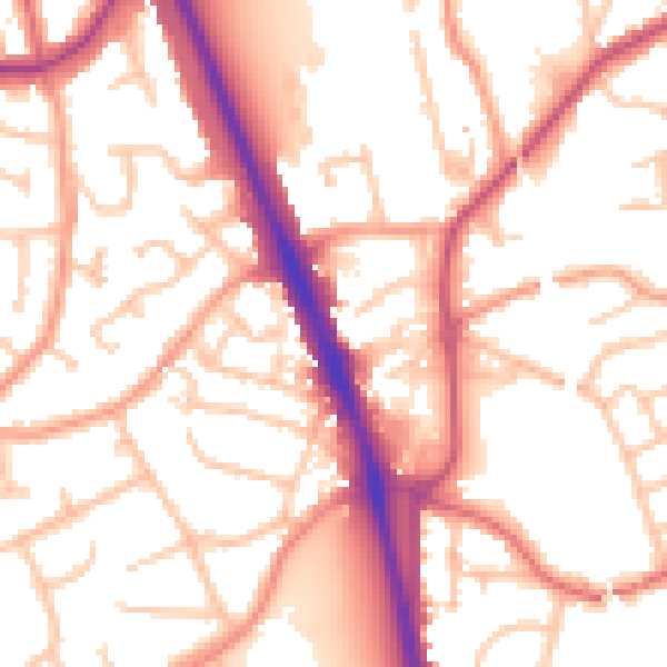 Daytime road noise heatmap for WV14 9JL