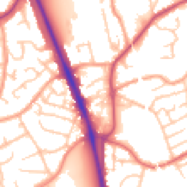 Daytime road noise heatmap for WV14 9JN