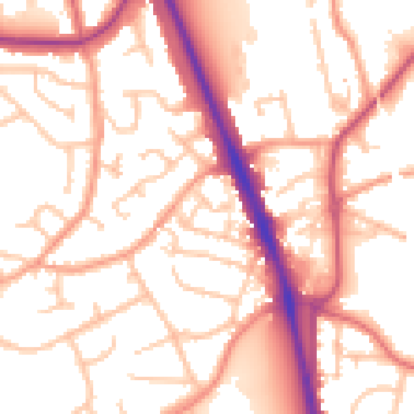 Daytime road noise heatmap for WV14 9JQ