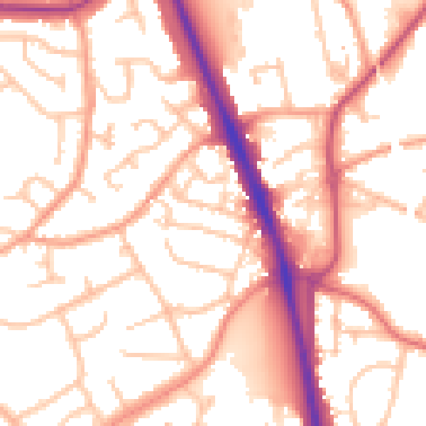 Daytime road noise heatmap for WV14 9JR