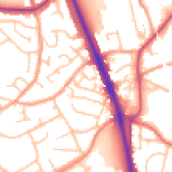 Daytime road noise heatmap for WV14 9JZ