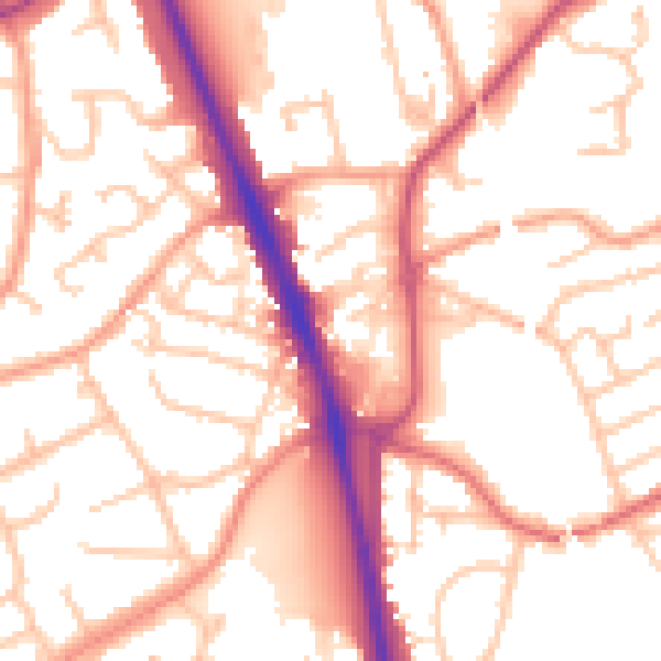 Daytime road noise heatmap for WV14 9LW