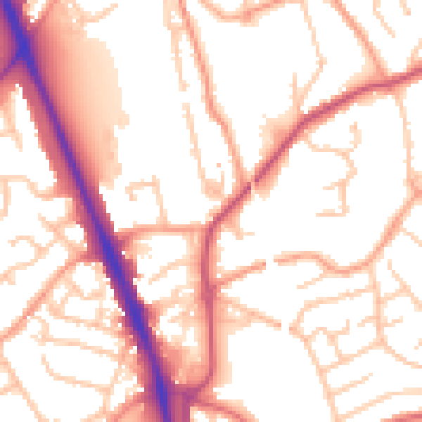 Daytime road noise heatmap for WV14 9NJ