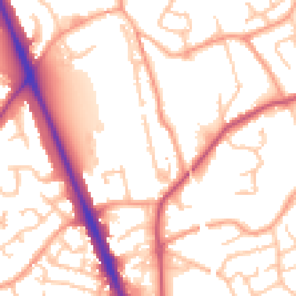 Daytime road noise heatmap for WV14 9NY
