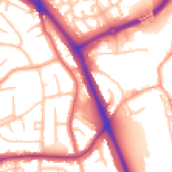 Daytime road noise heatmap for WV14 9PR
