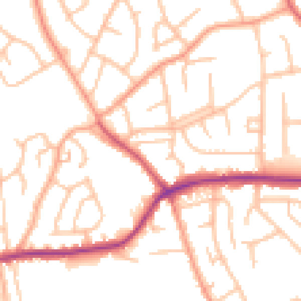 Daytime road noise heatmap for WV14 9SL