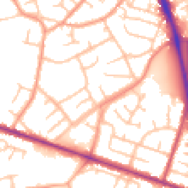 Daytime road noise heatmap for WV14 9TJ