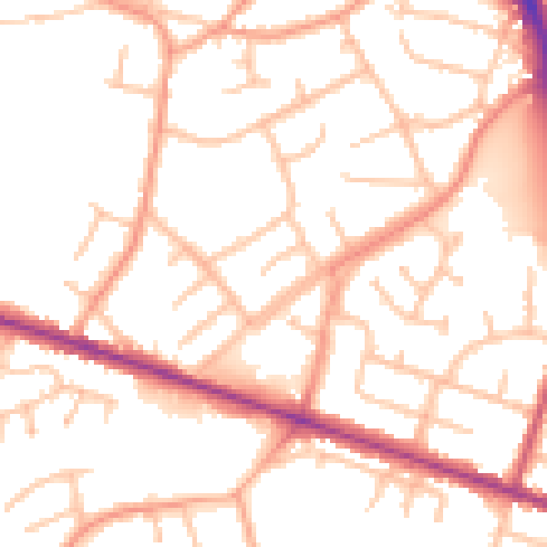Daytime road noise heatmap for WV14 9TL