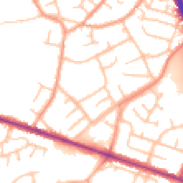 Daytime road noise heatmap for WV14 9TN