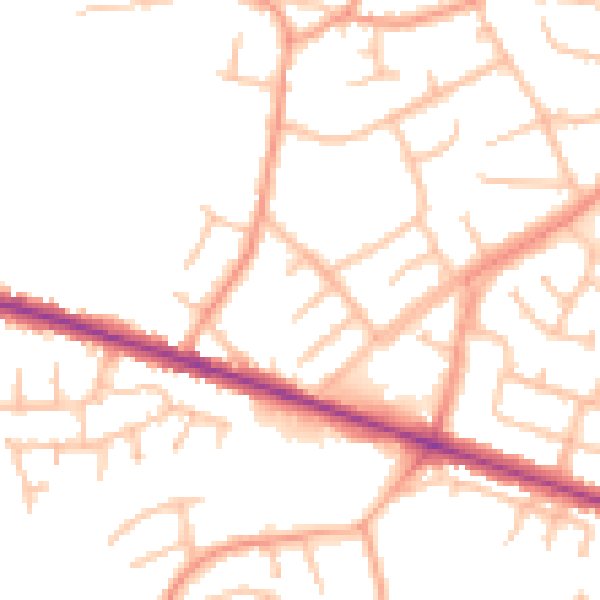 Daytime road noise heatmap for WV14 9TR