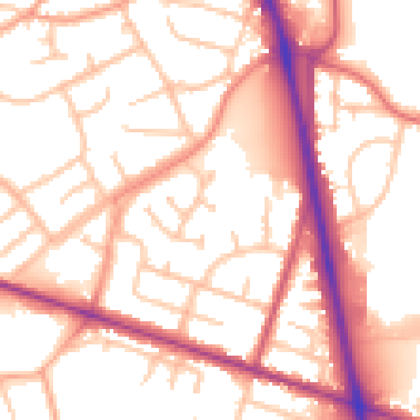 Daytime road noise heatmap for WV14 9UA