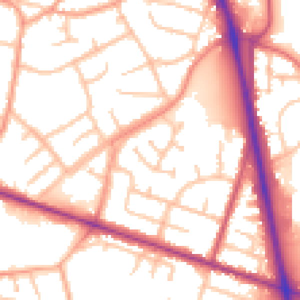 Daytime road noise heatmap for WV14 9UB