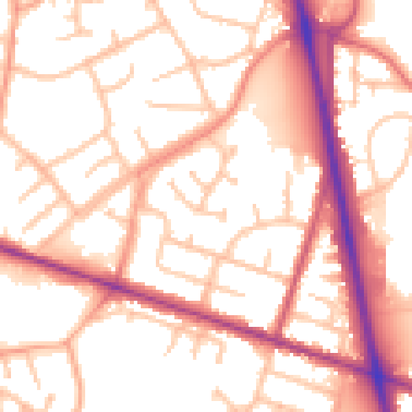 Daytime road noise heatmap for WV14 9UD