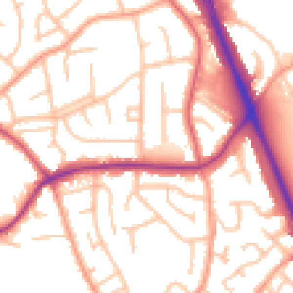Daytime road noise heatmap for WV14 9UY