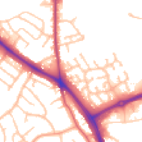 Daytime road noise heatmap for WV14 9YJ