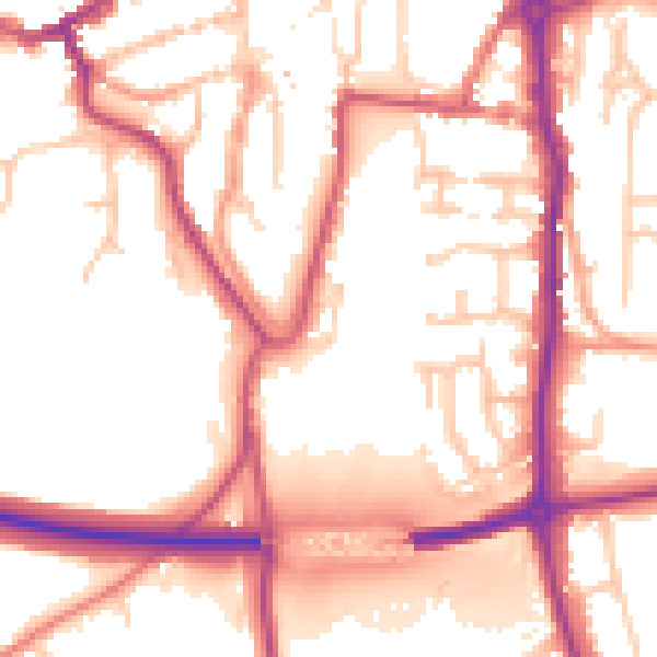 Daytime road noise heatmap for WV16 4BT