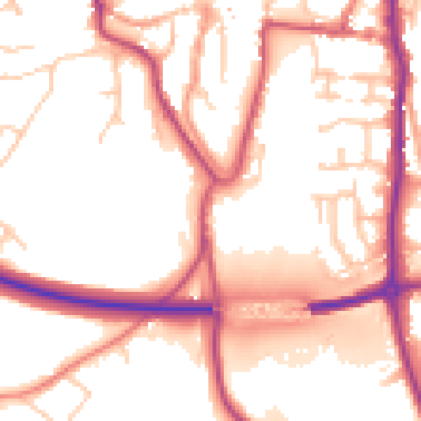 Daytime road noise heatmap for WV16 4DA