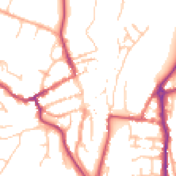 Daytime road noise heatmap for WV16 4DE